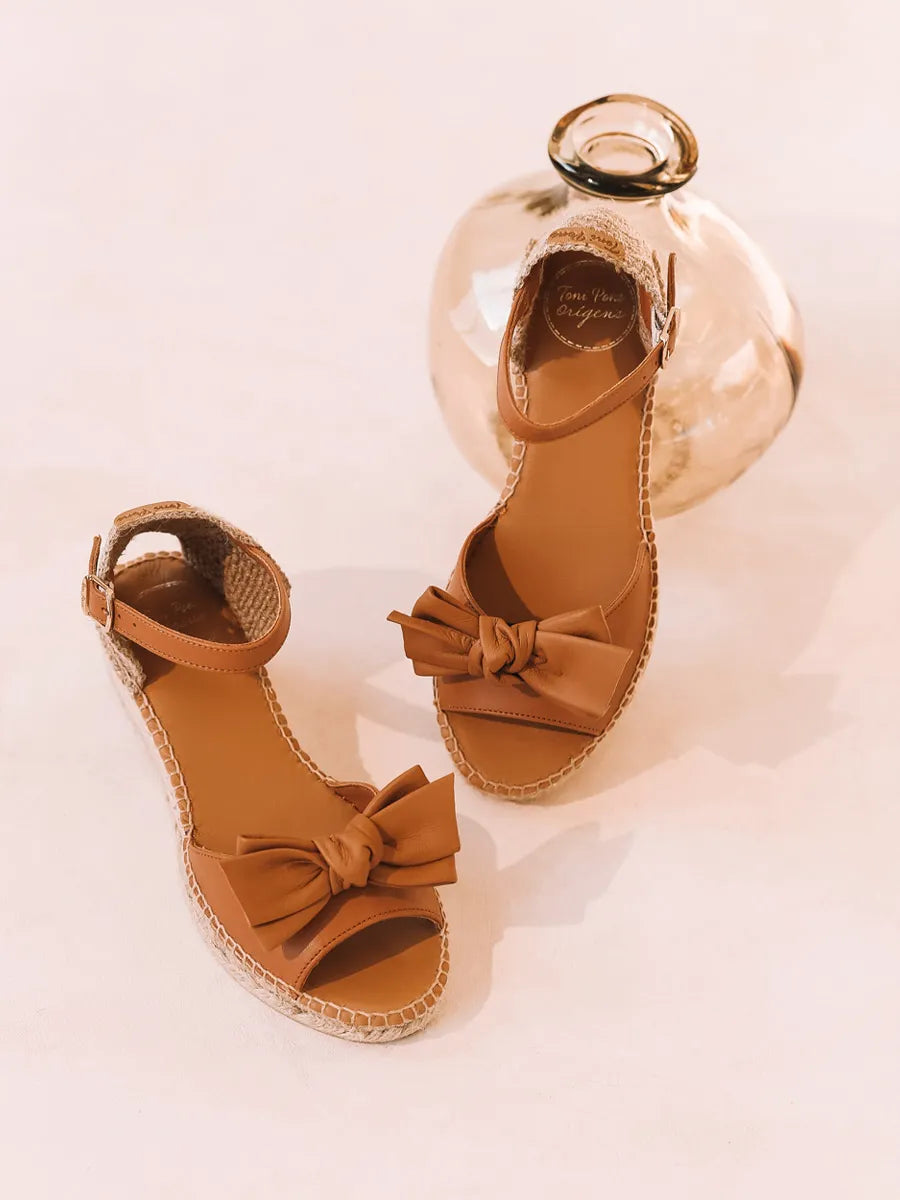 Toni Pons Lacet-P broche noeud cuir pour espadrille x2