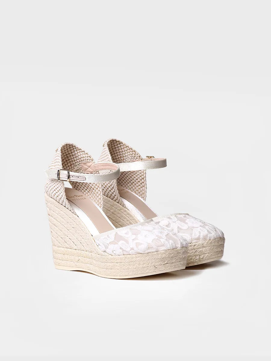 Toni Pons Paola espadrilles compensées dentelle blanche