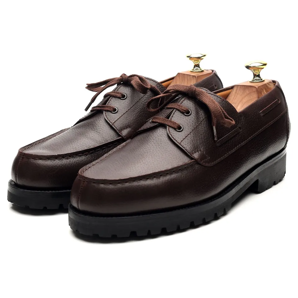 Beige Habilleur Derby bateau cuir marron UK 7.5