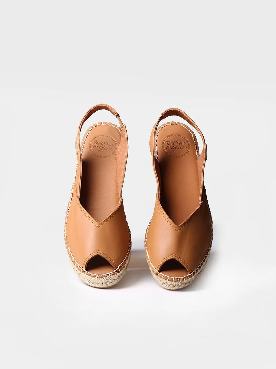 Toni Pons Bernia-P espadrille compensée cuir bout ouvert