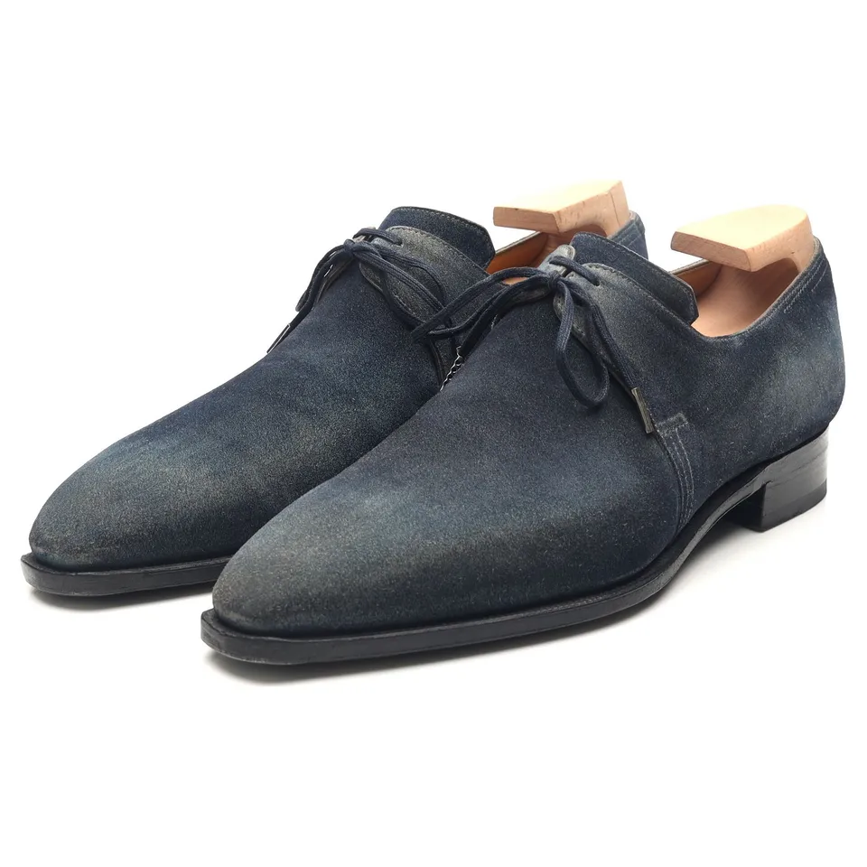 Corthay Arca derby daim bleu UK 6,5 embauchoirs