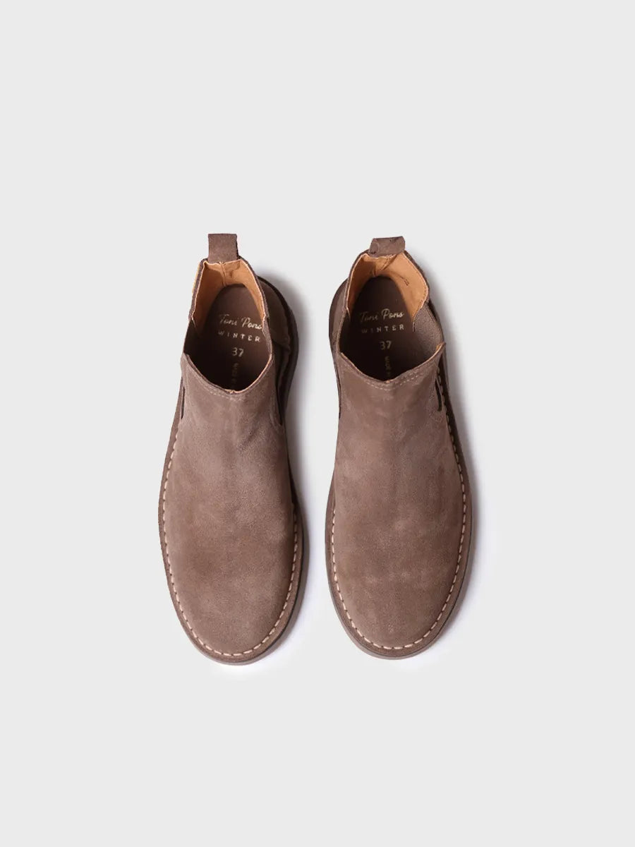 TONI PONS ISA-SY bottine femme cuir velours taupe