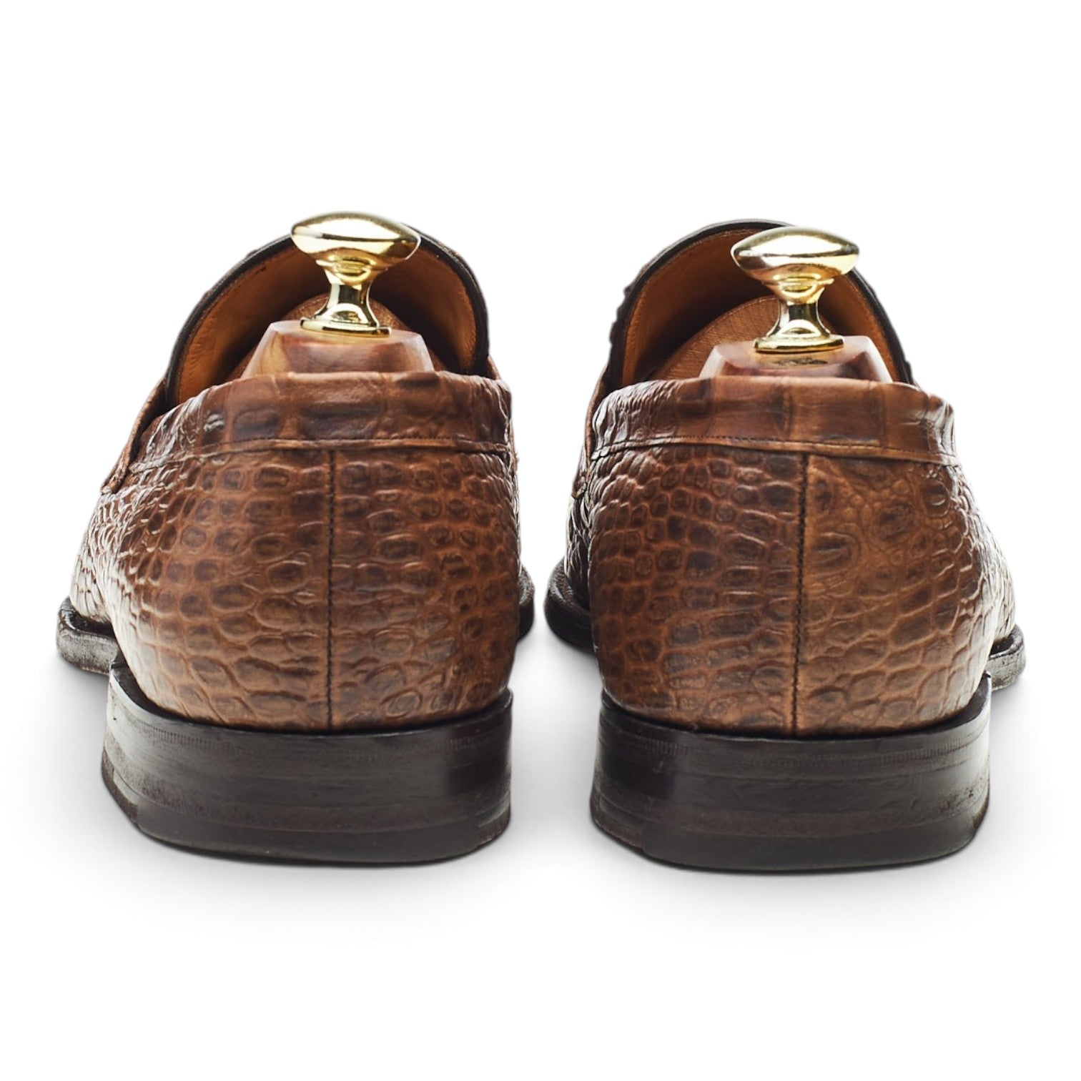 Herring Bowie mocassins cuir croco marron UK 7.5