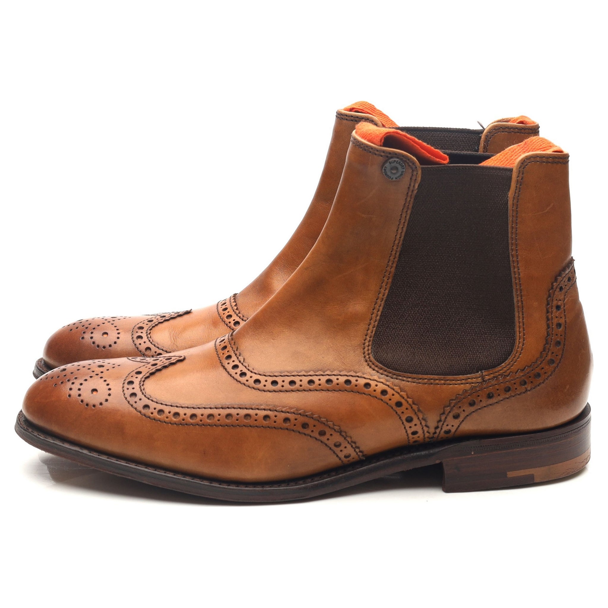 Superdry Chelsea boots brogue cuir marron UK 4
