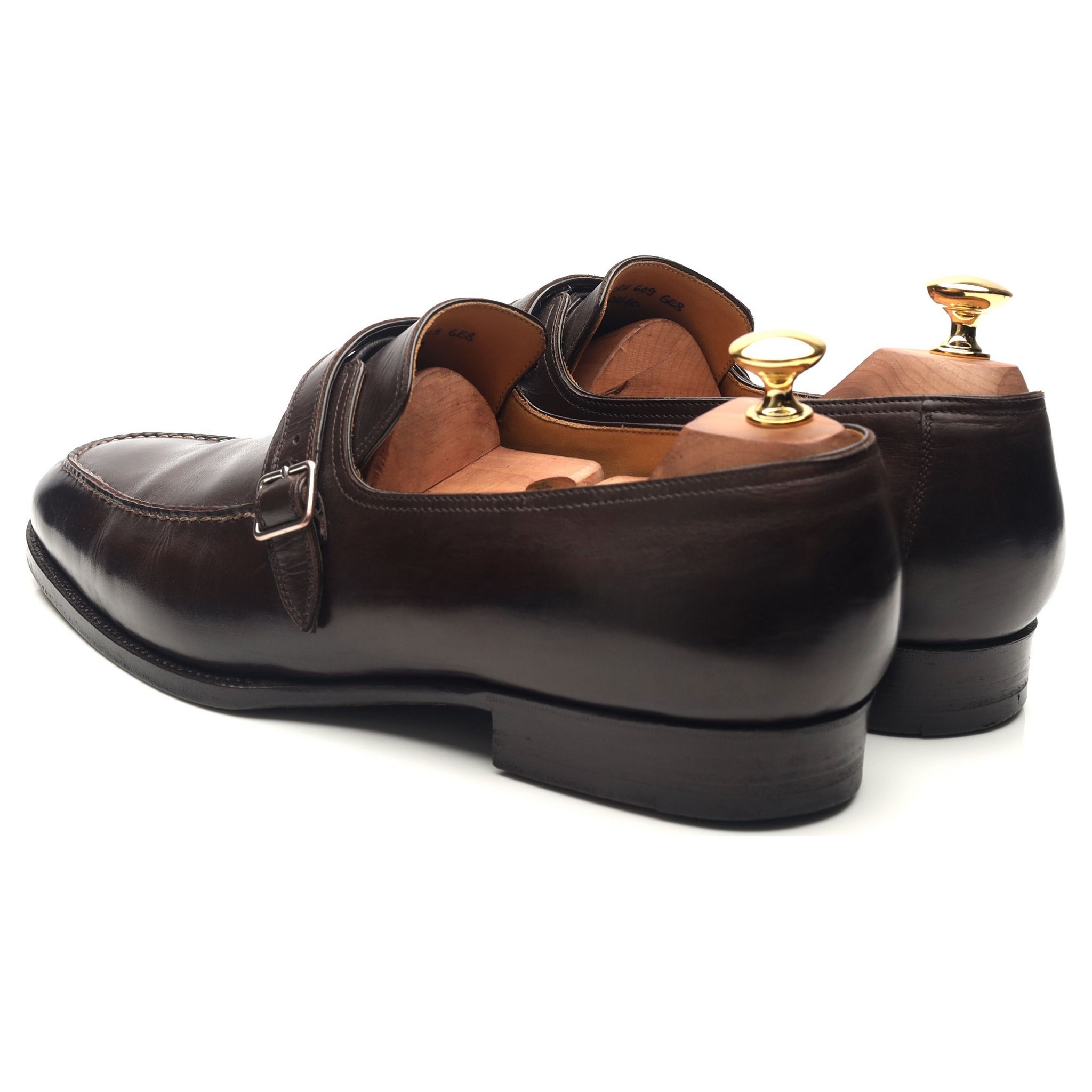 Saint Crispin's 100 chaussures monk cuir marron foncé 9 UK