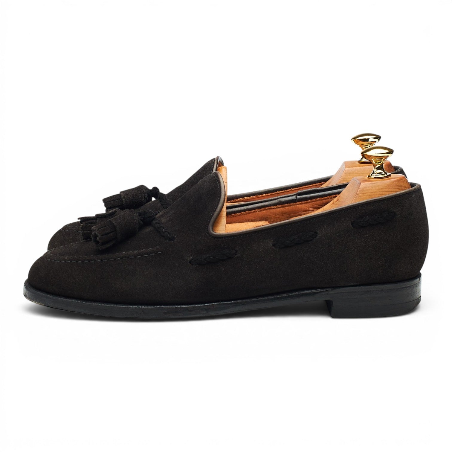 George Cleverley mocassins daim noir glands 6.5 UK
