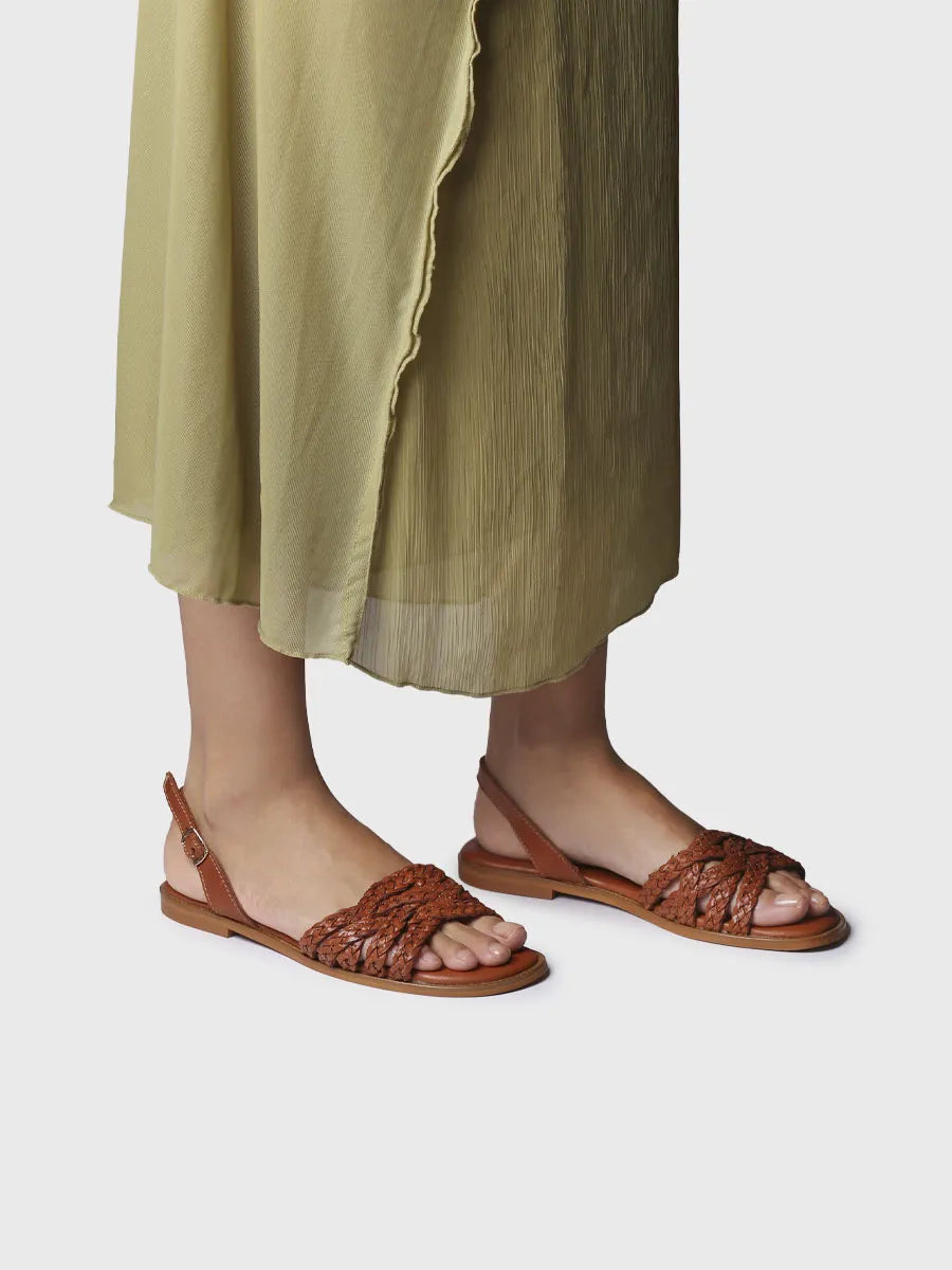 Toni Pons Berna sandale plate femme cuir tressé