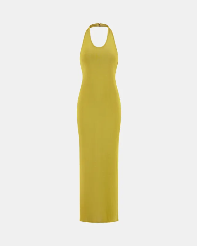 Nodaleto La Galpa robe maille dorée dos ouvert