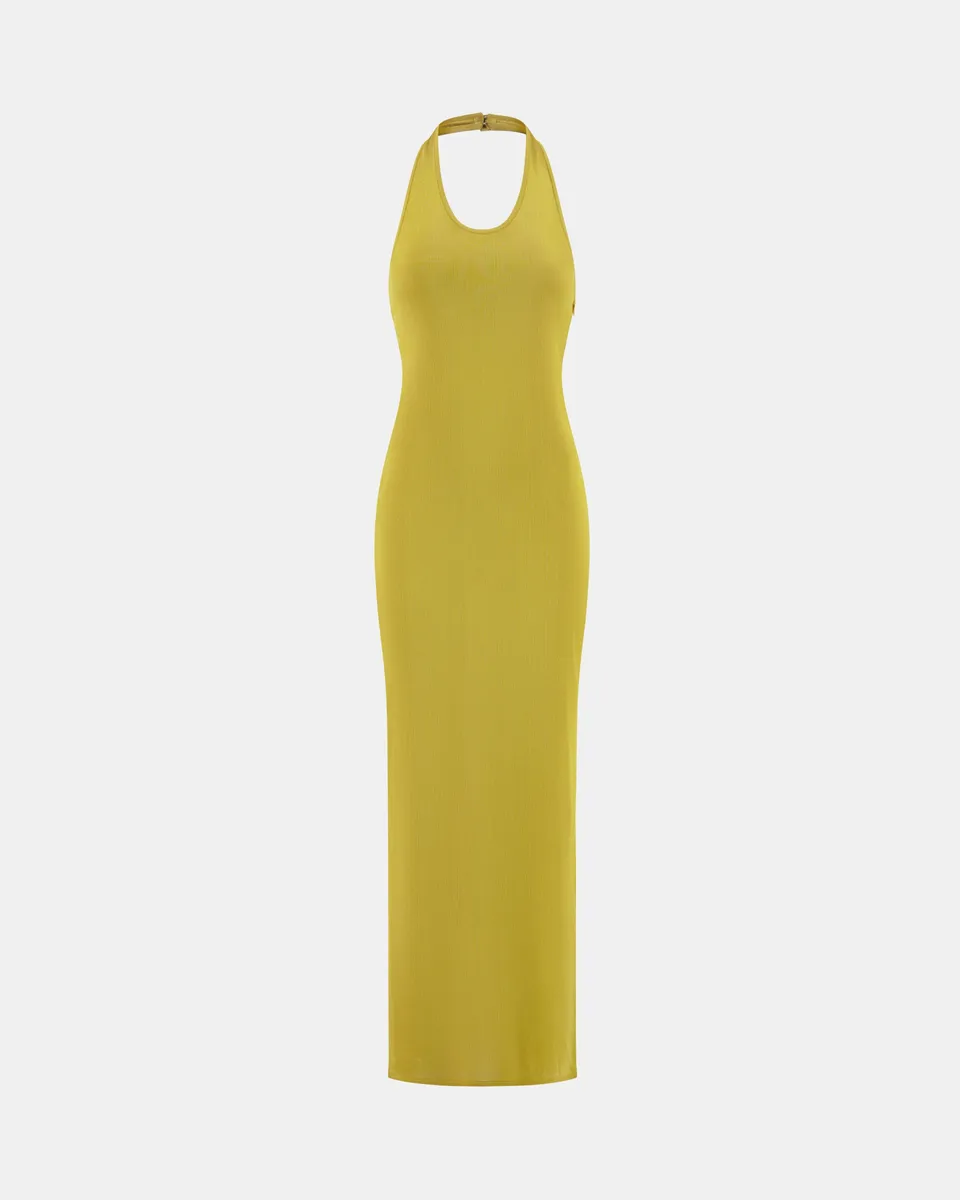 Nodaleto La Galpa robe maille dorée dos ouvert