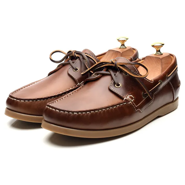 Duke + Dexter Hardy chaussures bateau cuir marron UK 10