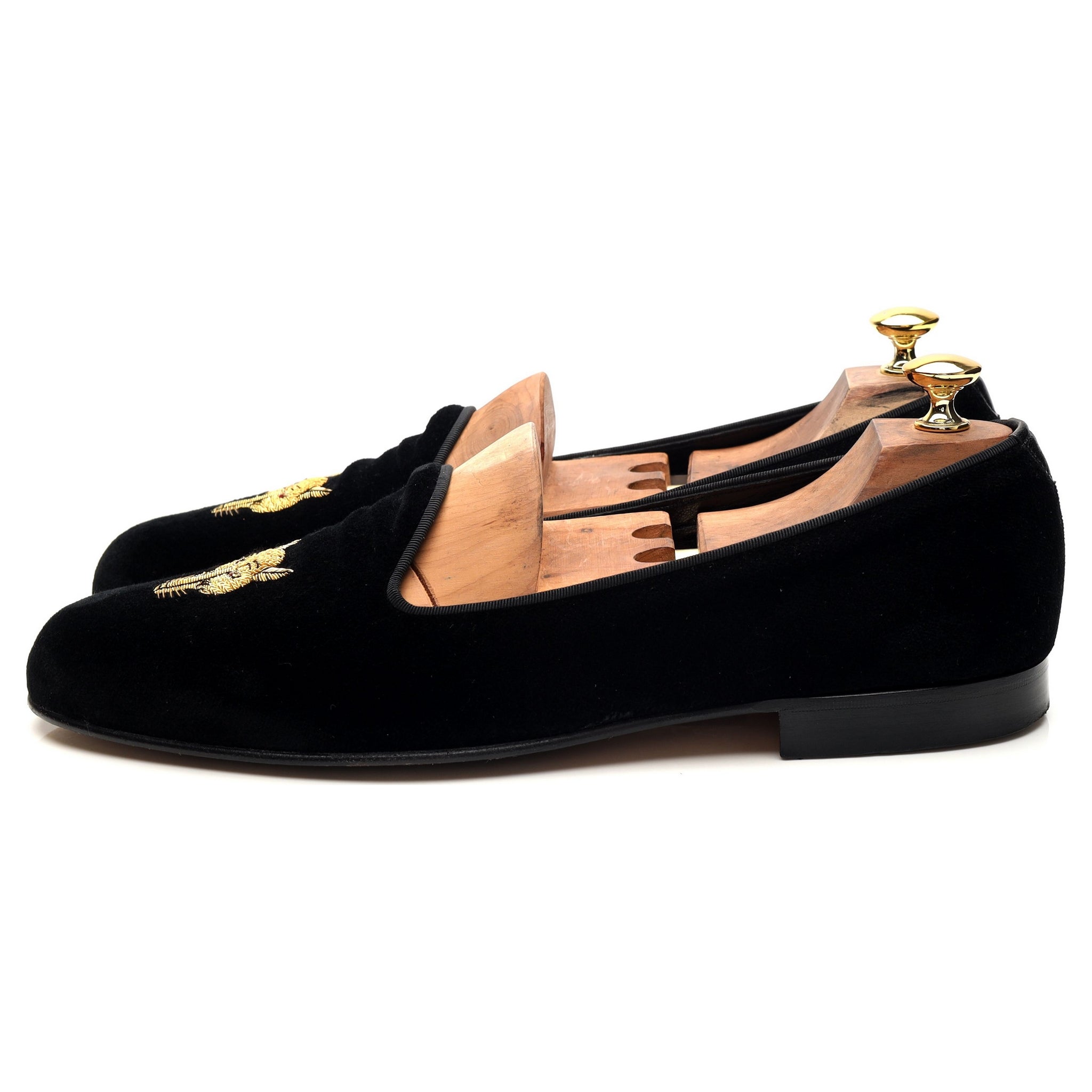 Edward Green pantoufles velours noir UK 10.5