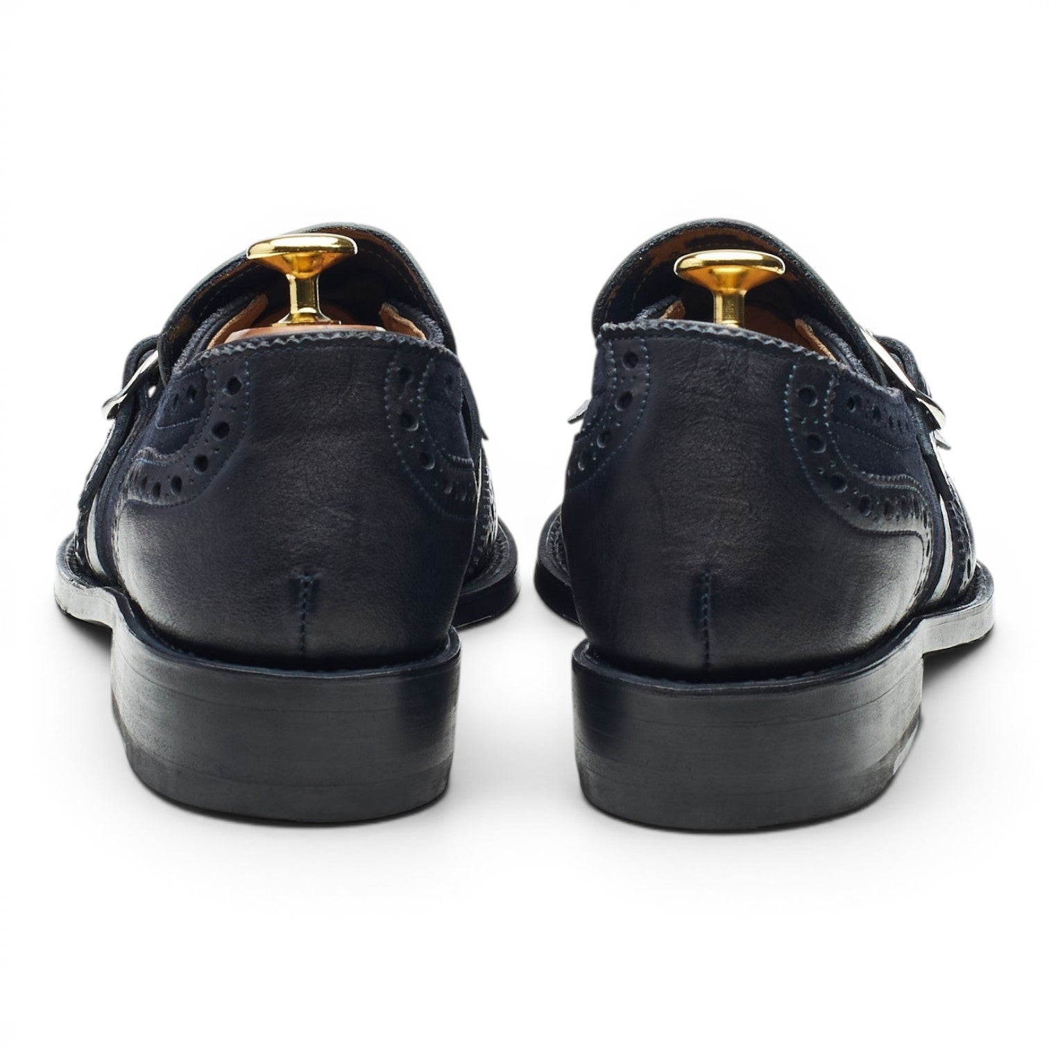 Valentin Frunza monk strap cuir daim bleu UK 8.5