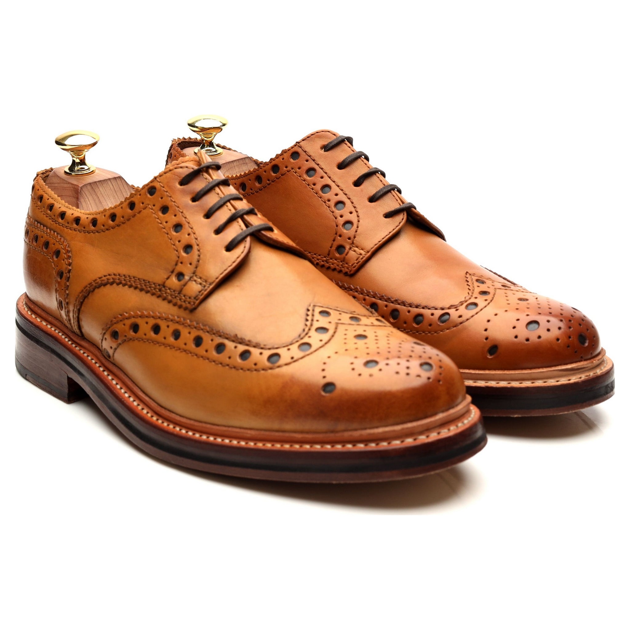 Grenson Archie derby brogue cuir marron clair UK 8 G
