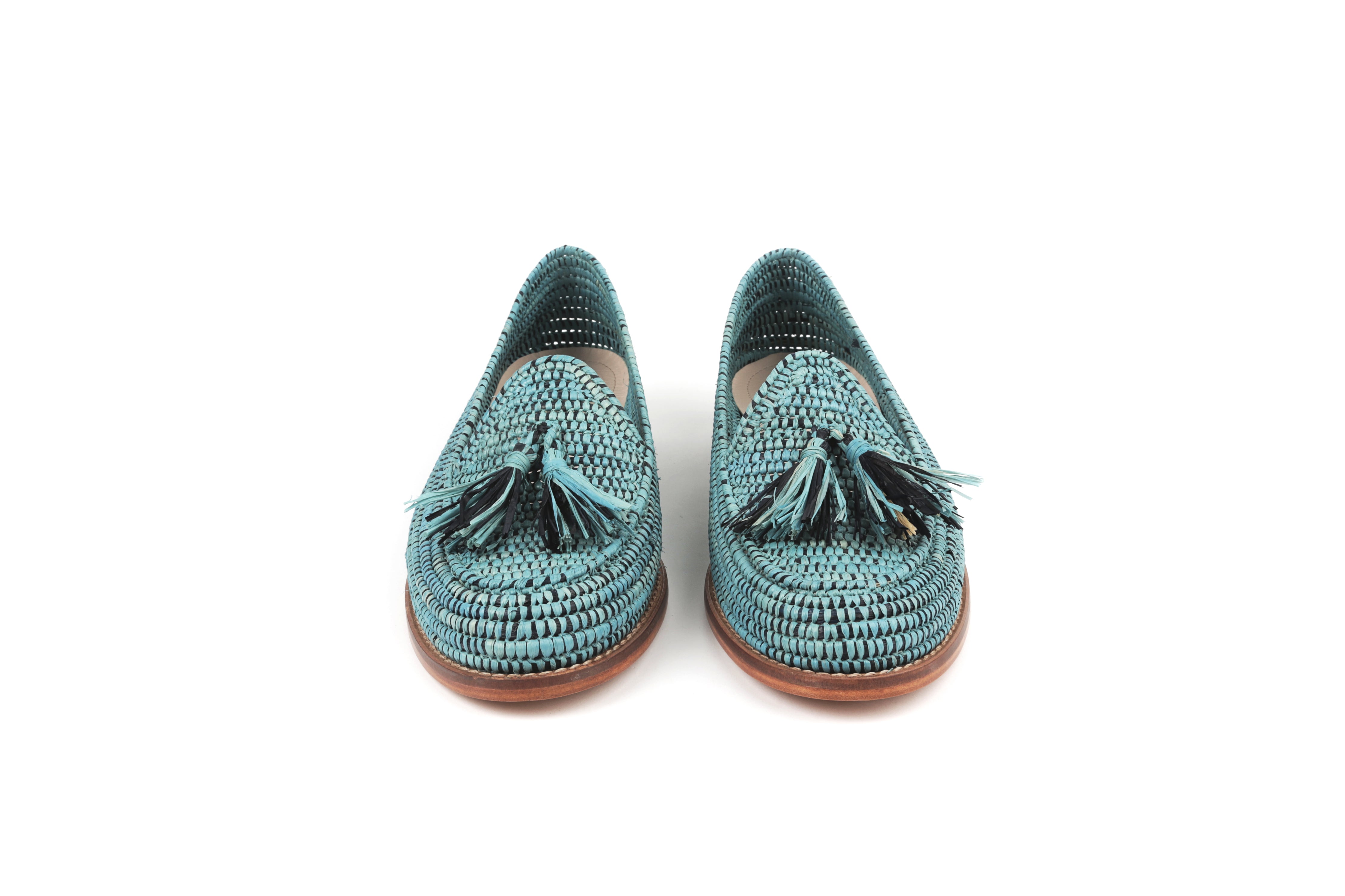 Contre-Allée Bachko mocassin femme raphia turquoise pointure 38