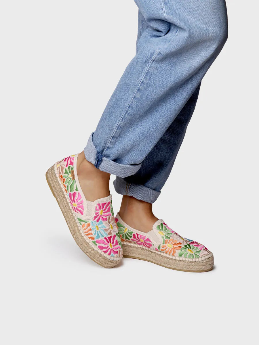 Toni Pons Pola espadrille femme coton brodé multicolore