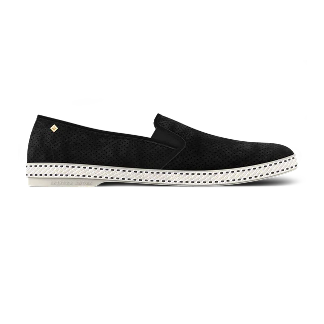 Rivieras Classic Suede Noir espadrilles cuir noir