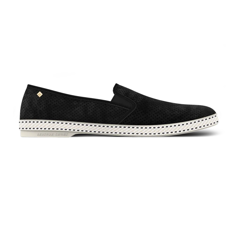 Rivieras Classic Suede Noir espadrilles cuir noir
