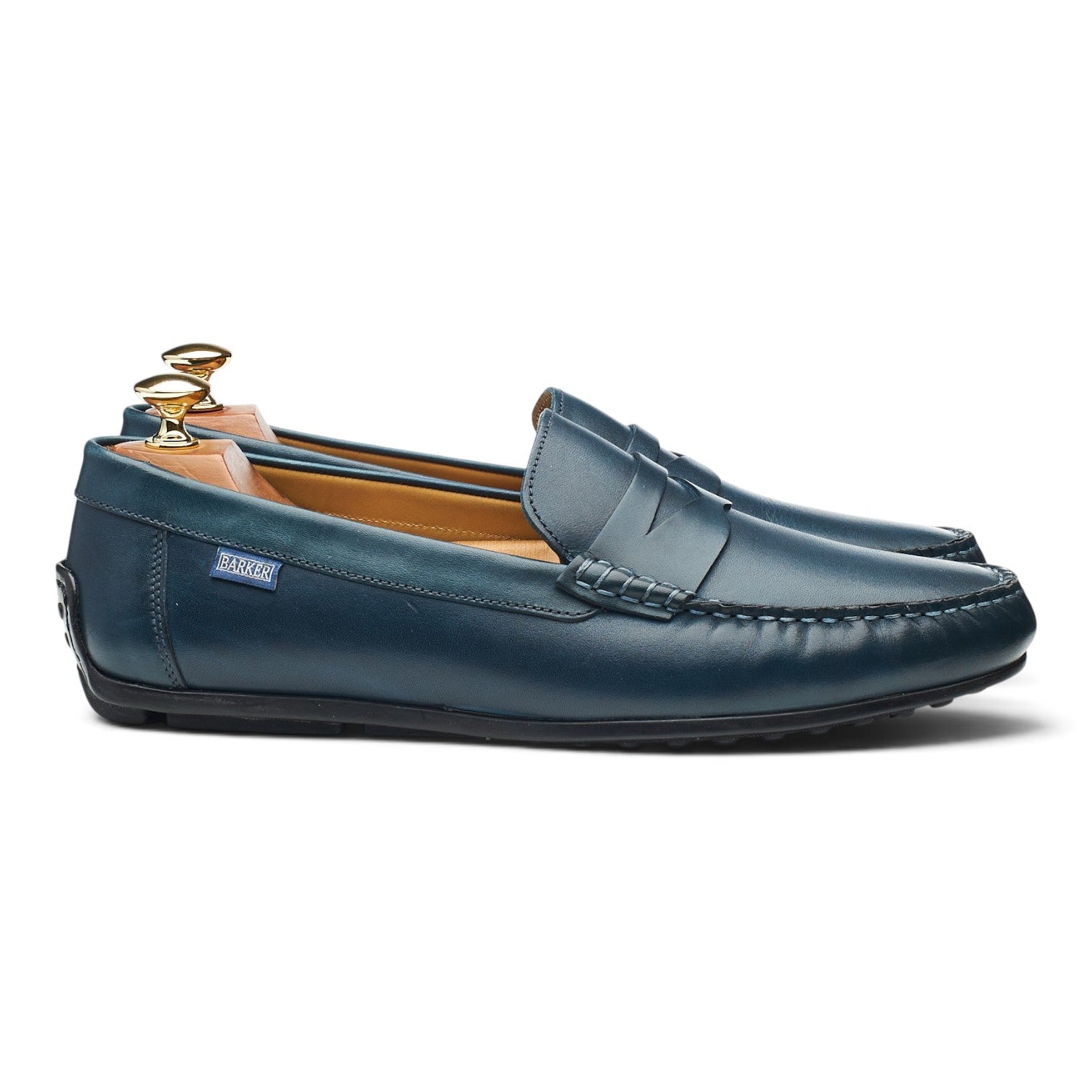 Barker Jamie mocassin driving cuir bleu UK 9