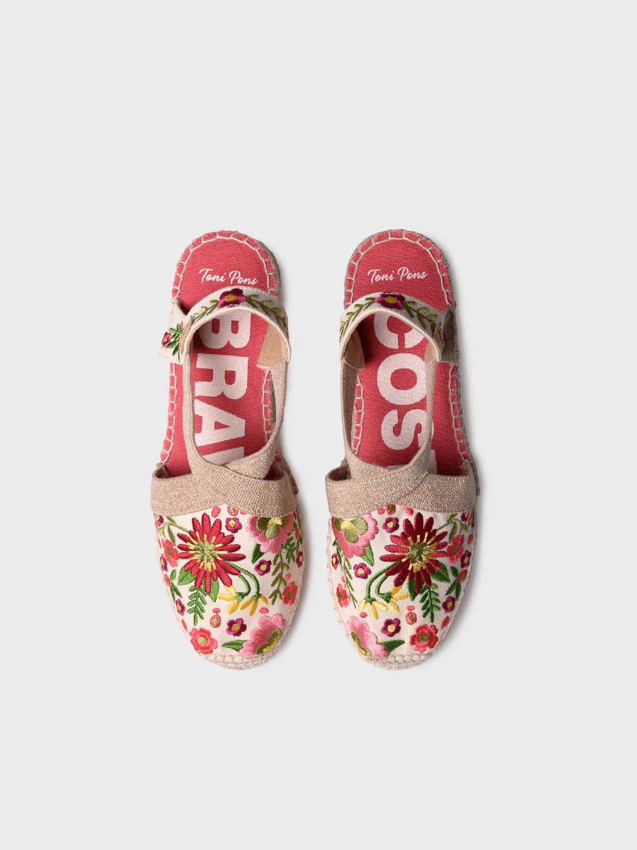 Toni Pons Montjoi espadrille compensée coton brodé
