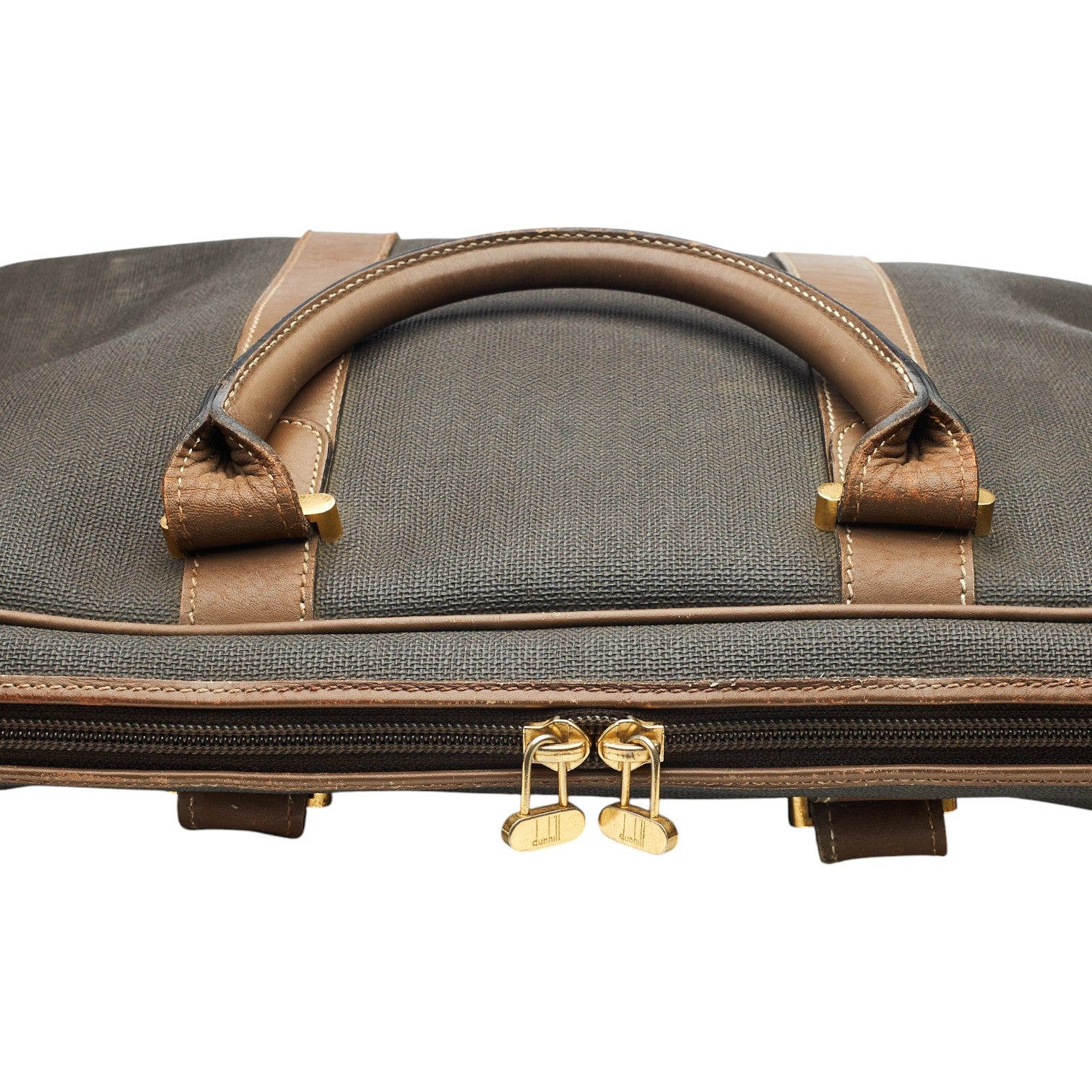 Dunhill sacoche ordinateur toile cirée marron