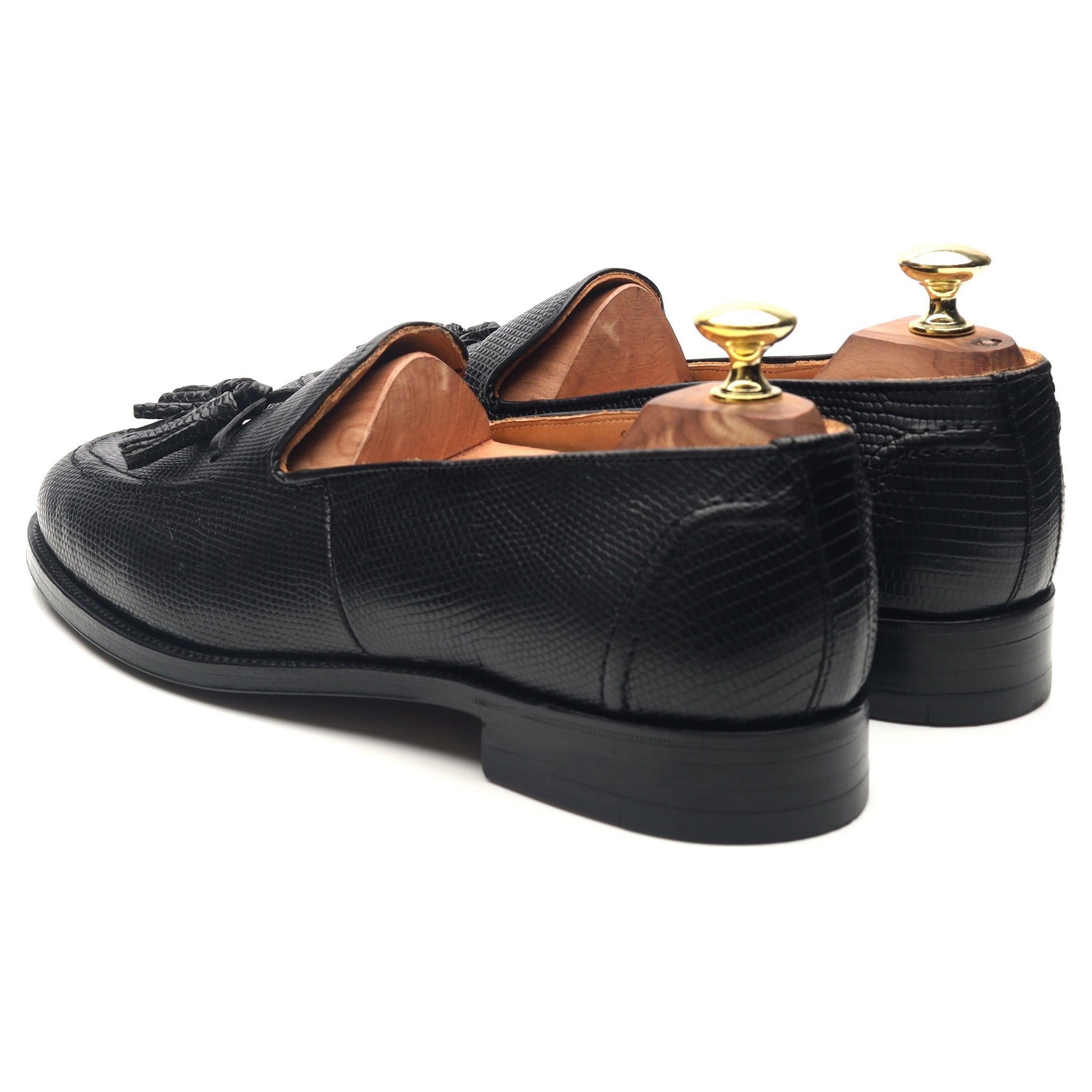 Tricker's mocassin cuir lézard noir UK 7