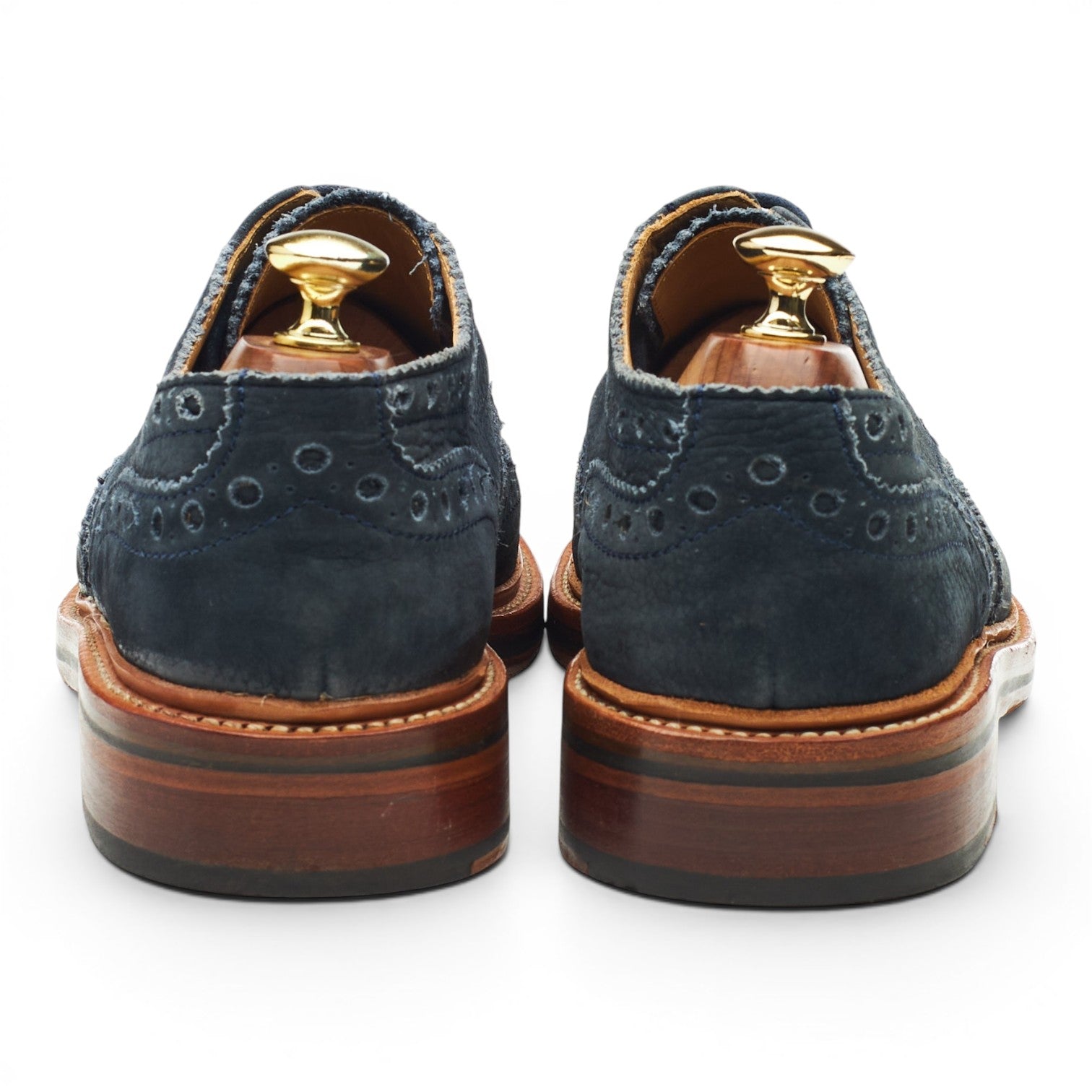 Grenson Archie derby brogues nubuck bleu UK 8
