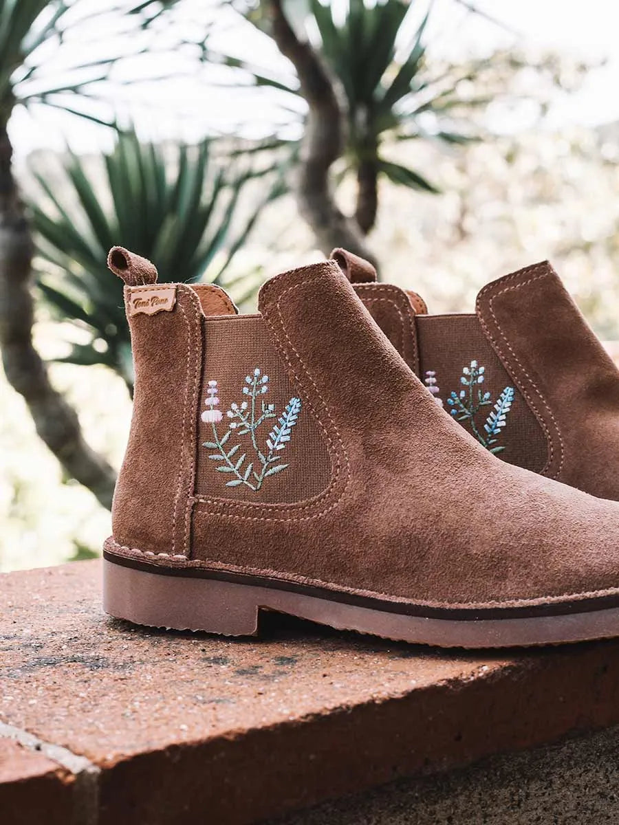 Toni Pons Bisbal bottine daim broderie florale