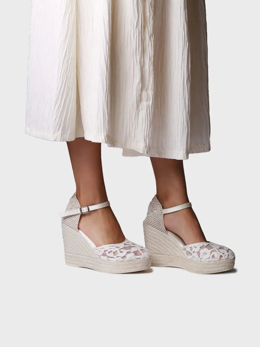 Toni Pons Paola espadrilles compensées dentelle blanche