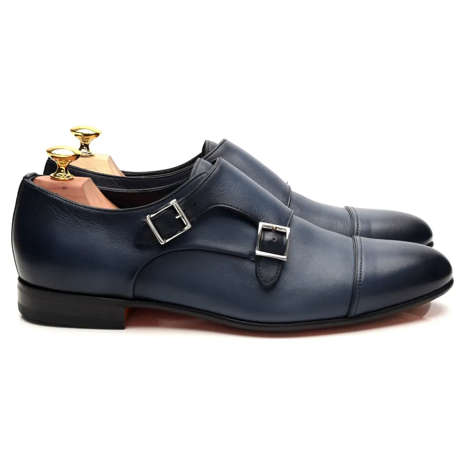 Santoni double boucle cuir bleu marine 7