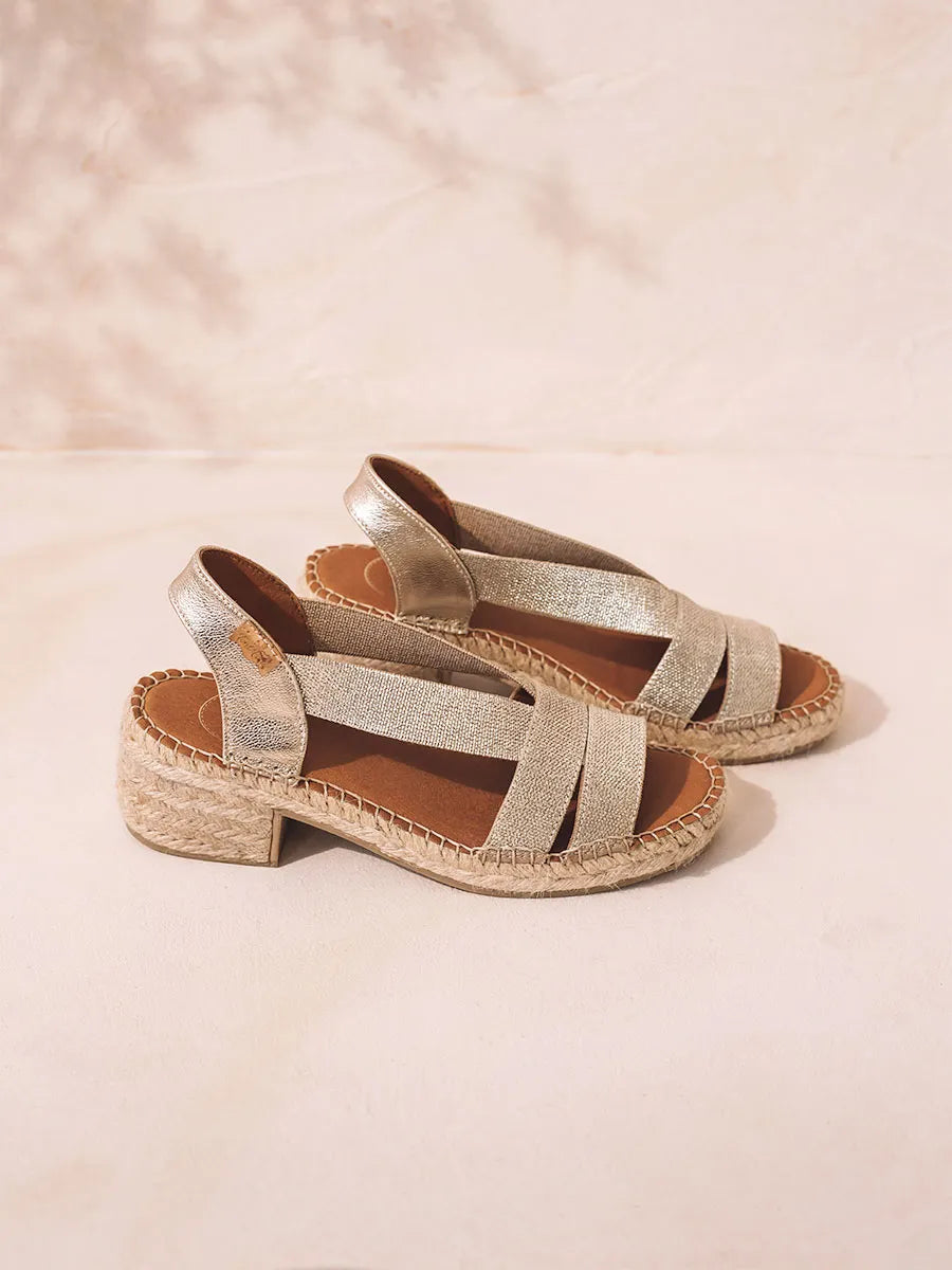 TONI PONS DAMA espadrille talon 5,5 cm platine
