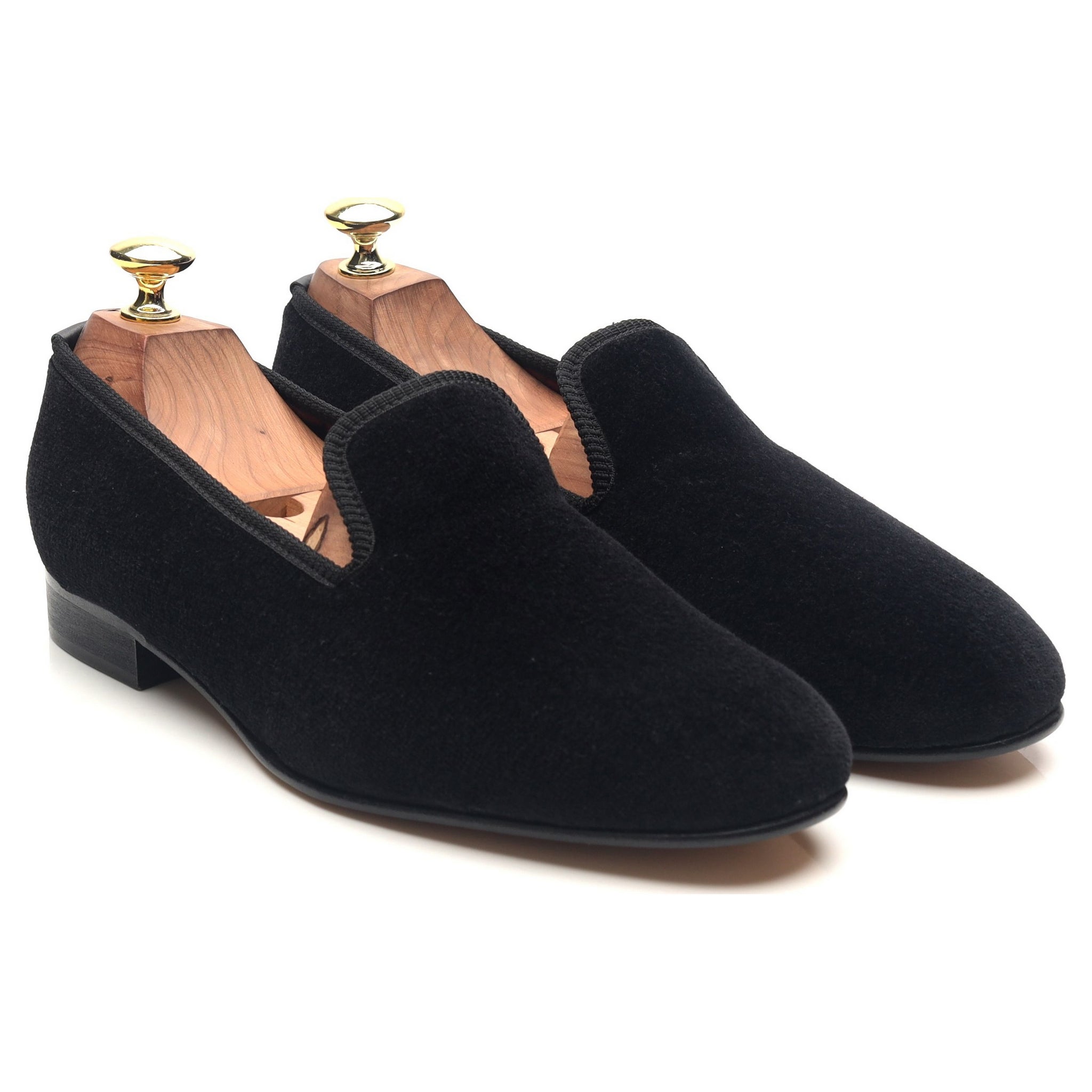 New & Lingwood Albert pantoufles velours noir UK 7