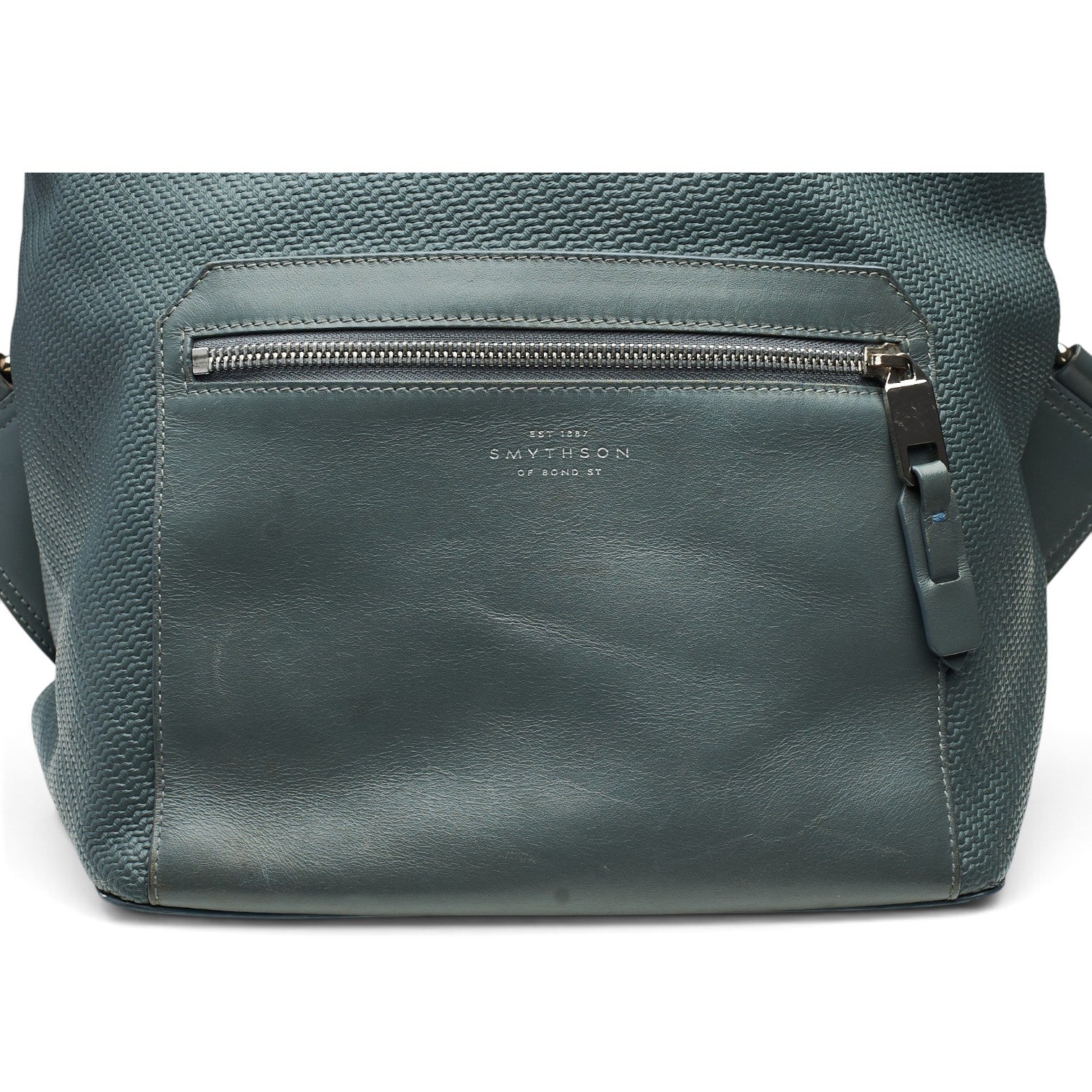 Smythson Panama sac à dos cuir gris ardoise