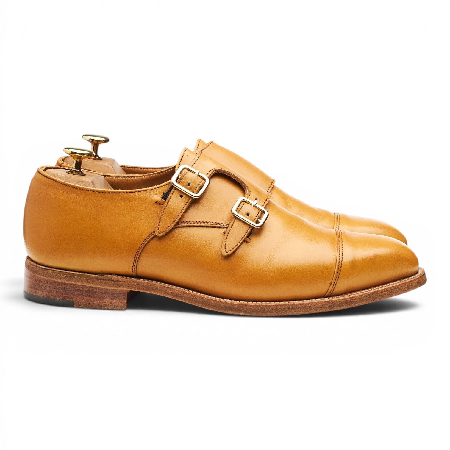 Tricker's double monks cuir marron UK 8 boucles