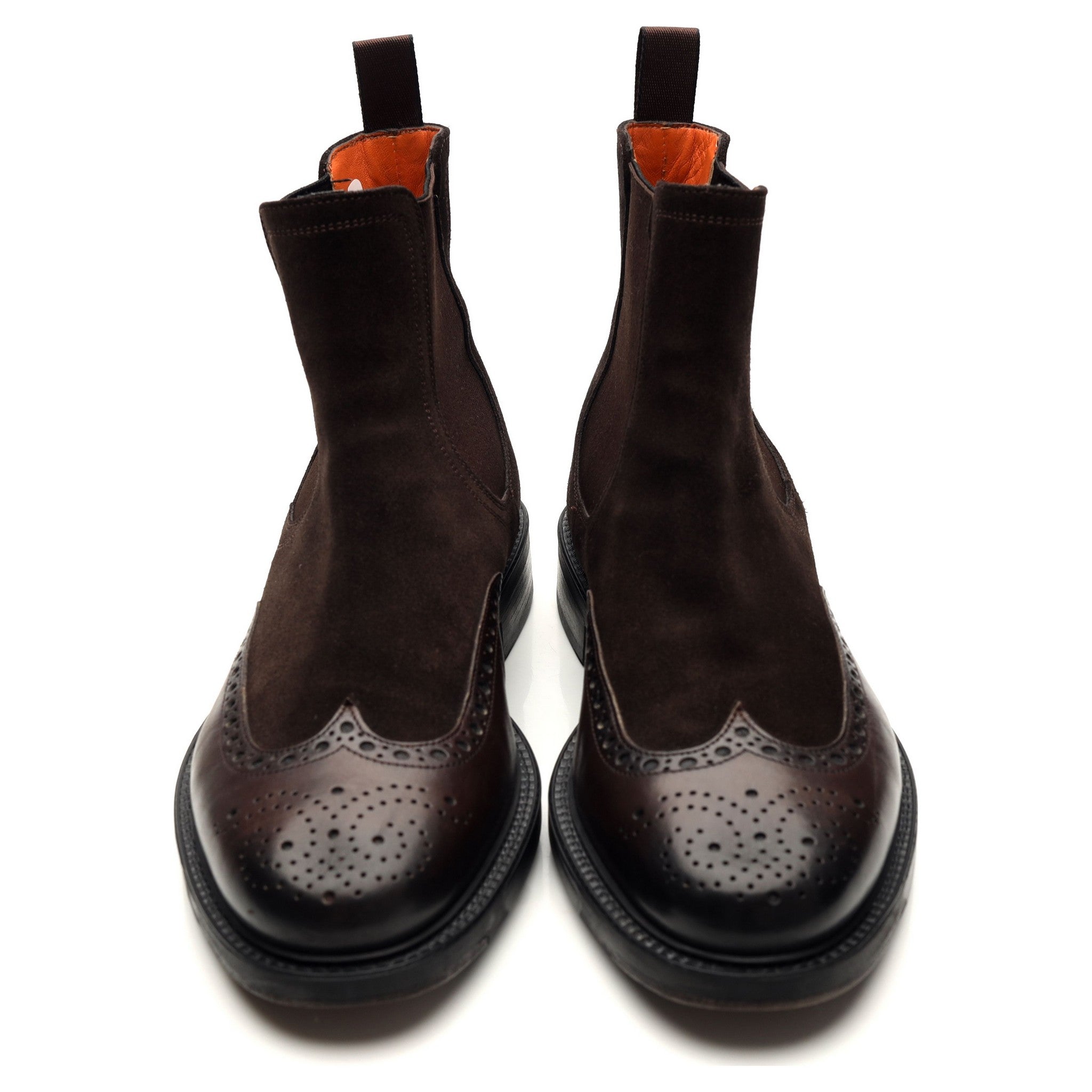 Santoni Chelsea bottines daim marron foncé 7