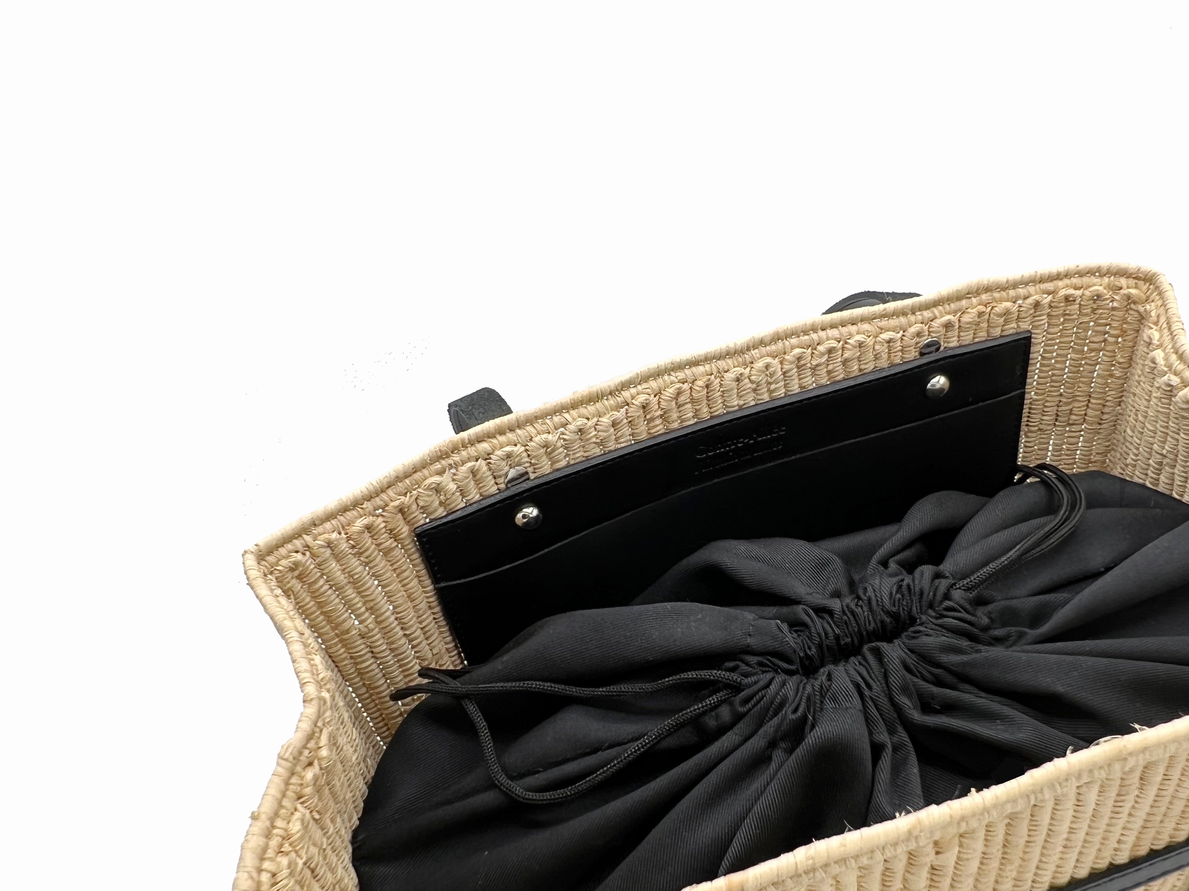 Contre-Allée Safi sac tote raphia cuir naturel