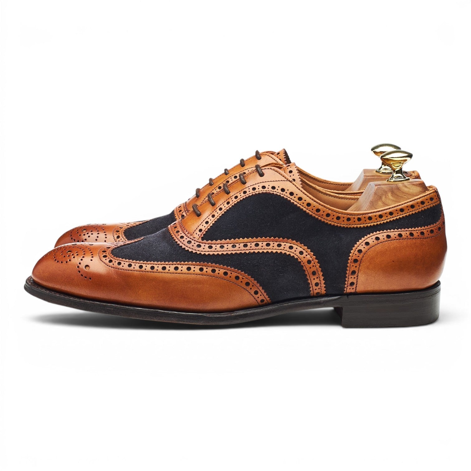 Cheaney Edwin richelieu cuir camel daim marine 7,5