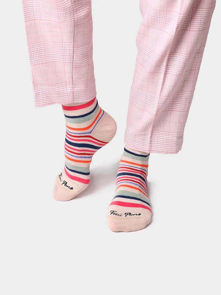 Toni Pons Quel-BR chaussettes coton rayées taupe