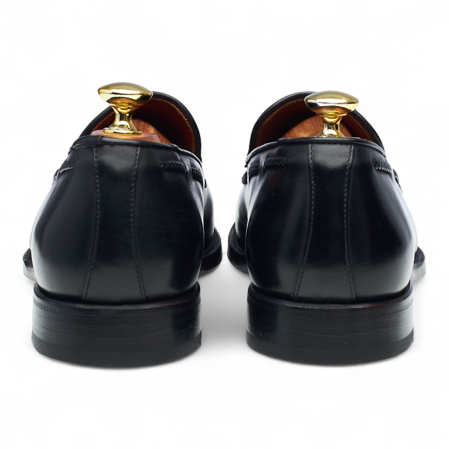 Giovanni Sartoria mocassin cuir noir UK 7 pompons