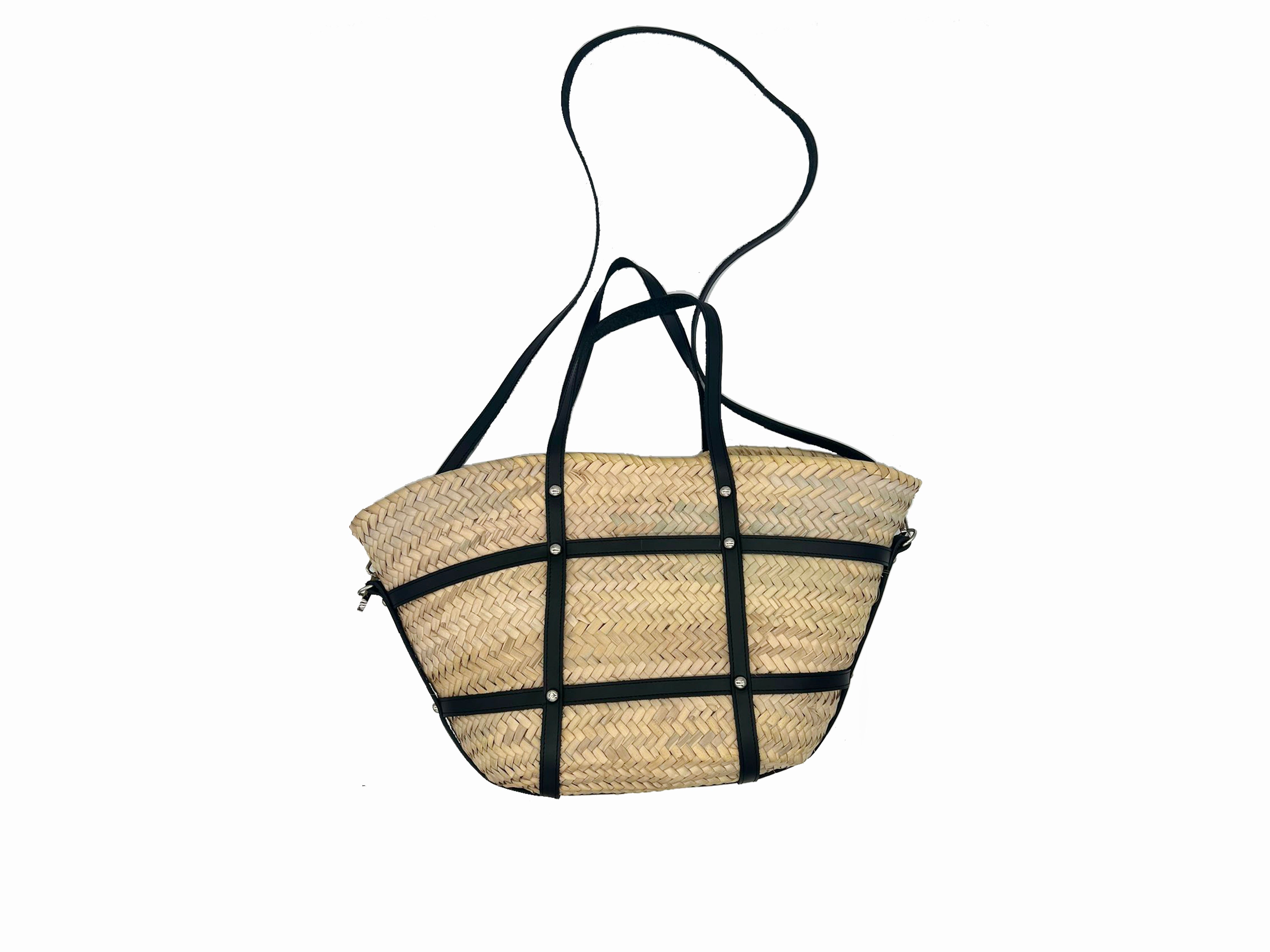 Contre-Allée Marrakech sac panier doum cuir naturel