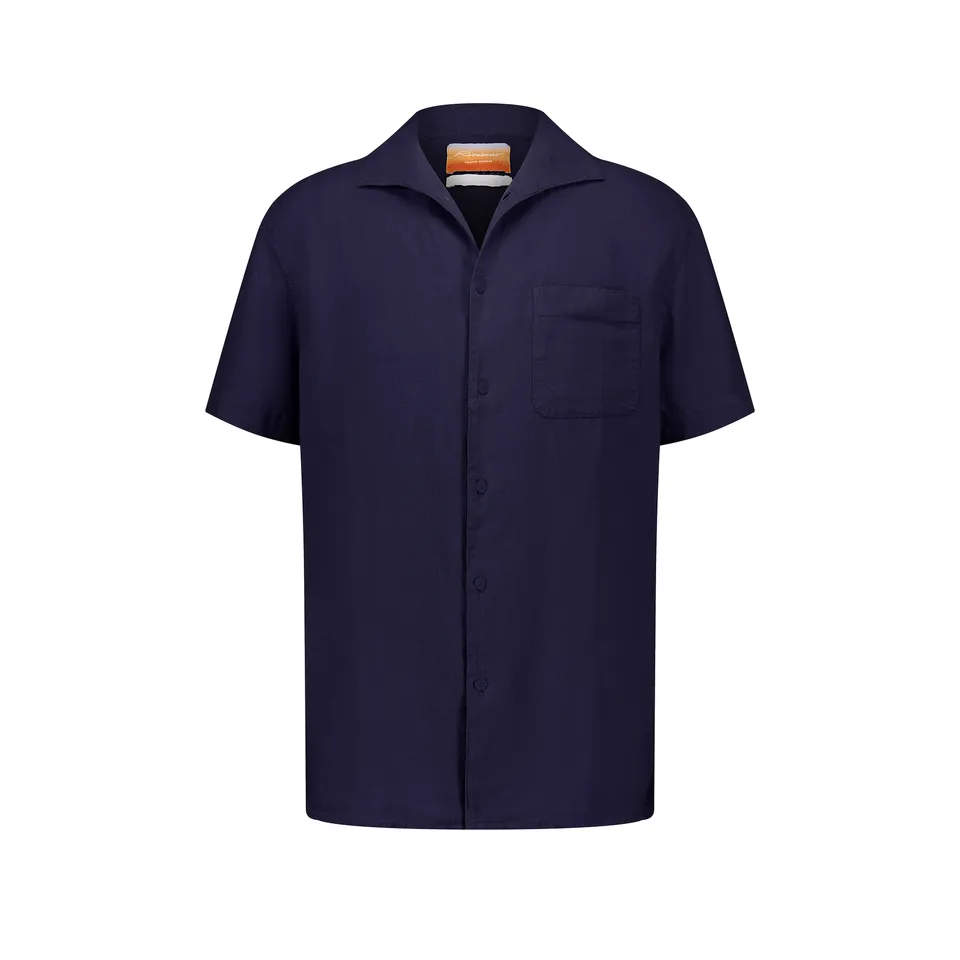 Rivieras Canaries chemise lin marine manches courtes