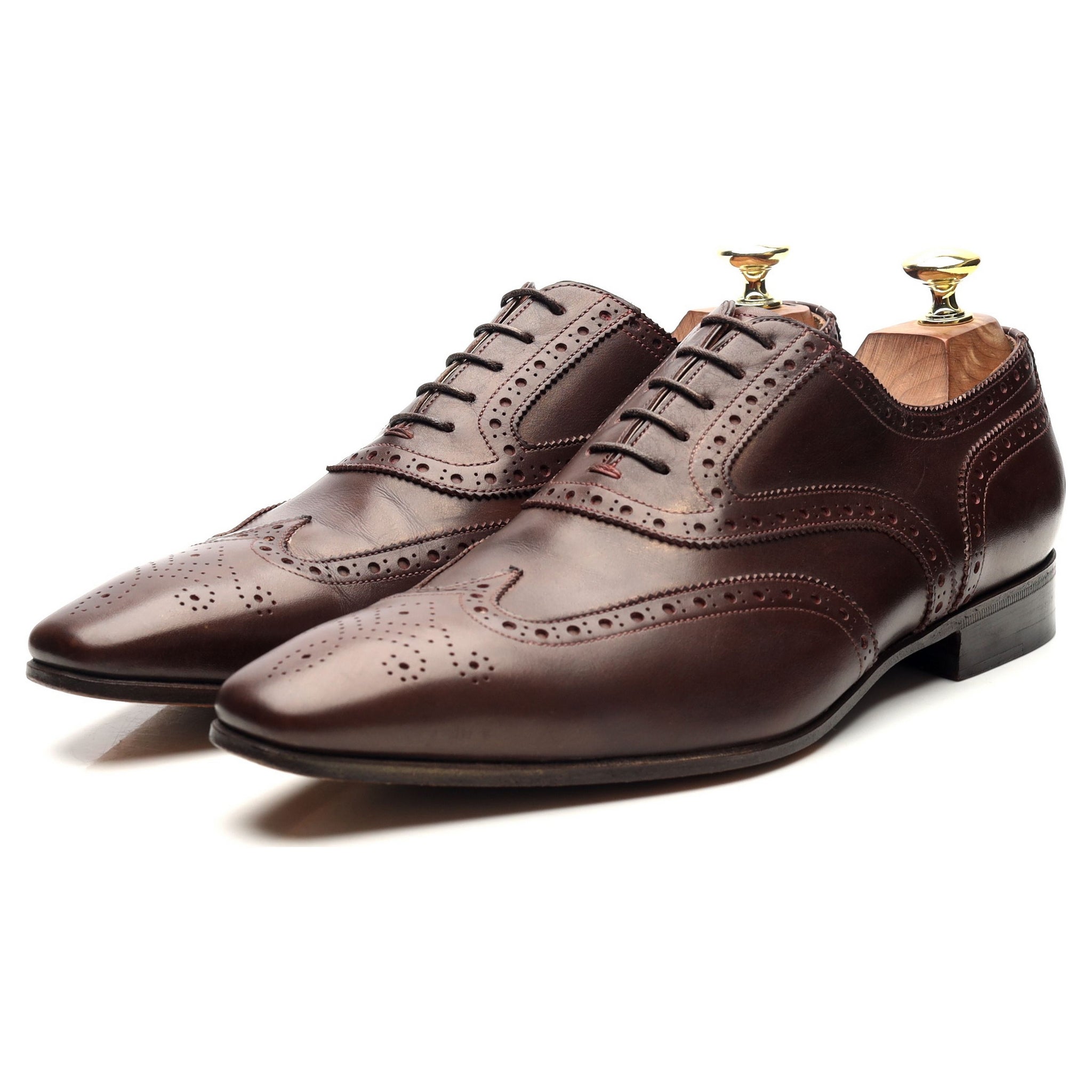 Santoni richelieu brogue cuir marron foncé UK 7