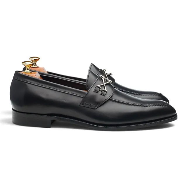 Barker Black Wolfe mocassin cuir noir pointure UK 9.5