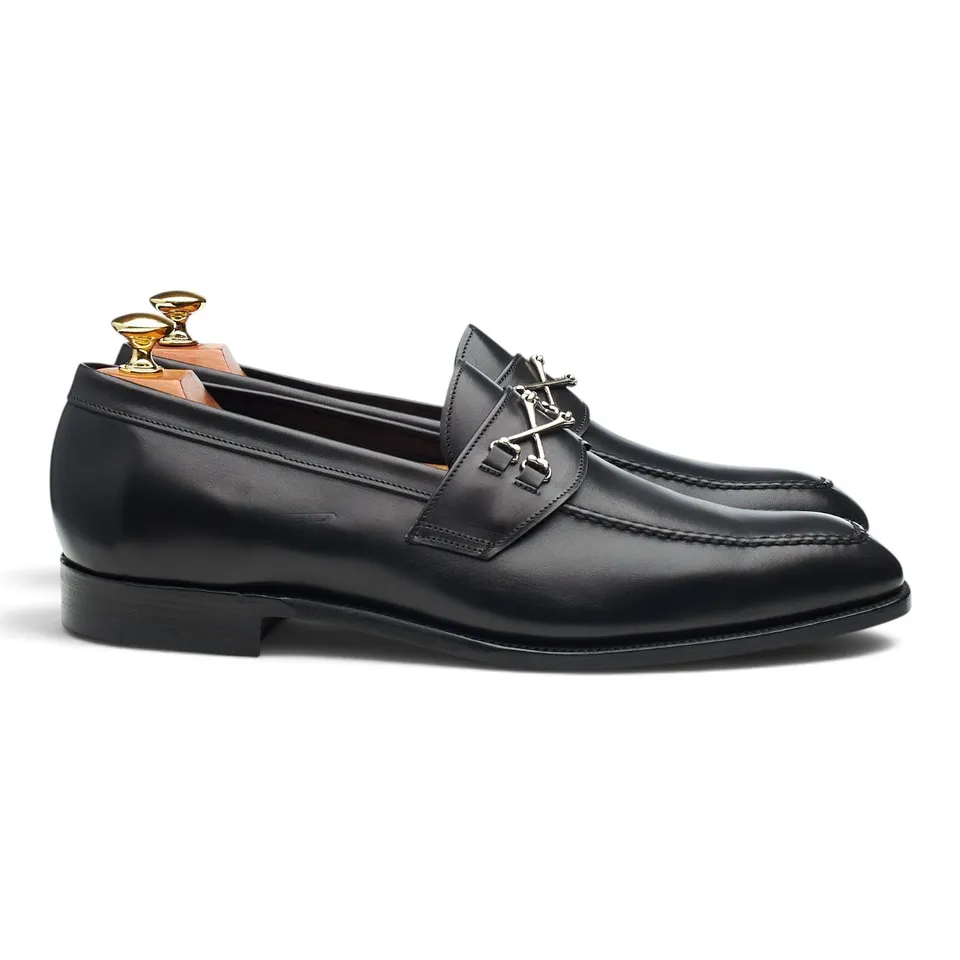 Barker Black Wolfe mocassin cuir noir pointure UK 9.5