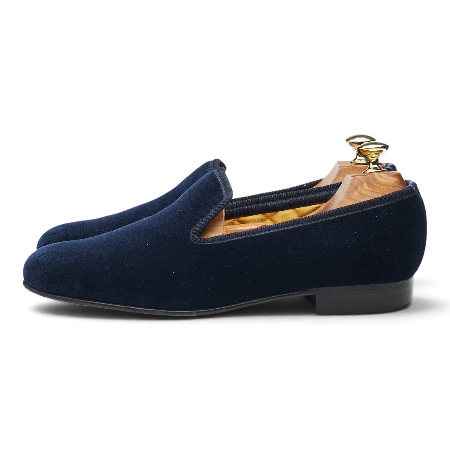 New & Lingwood Albert pantoufles velours bleu marine UK 8