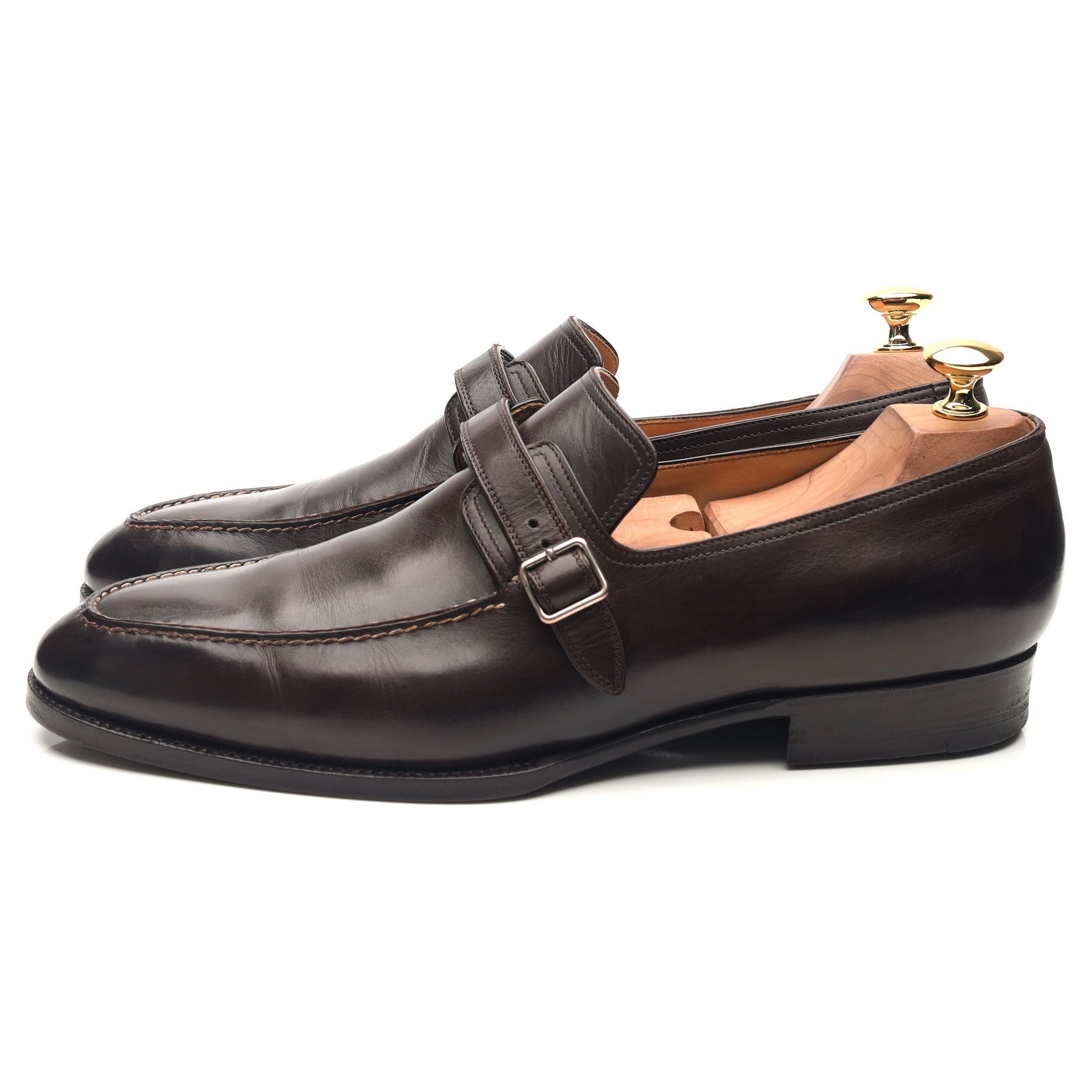Saint Crispin's 100 chaussures monk cuir marron foncé 9 UK