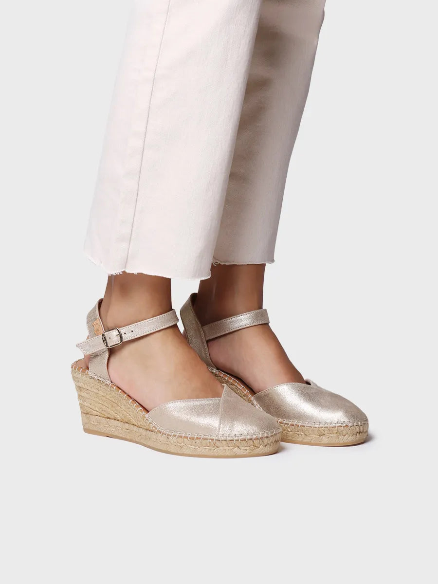 Toni Pons Bianca-As espadrilles compensées cuir champagne