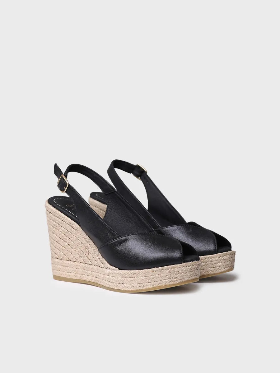 Toni Pons Oprah espadrille compensée noire talon 10 cm