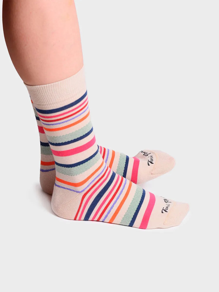 Toni Pons Quel-BR chaussettes coton rayées taupe
