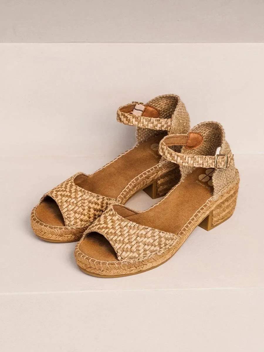 Toni Pons Olot80 espadrille cuir tressé talon 4 cm
