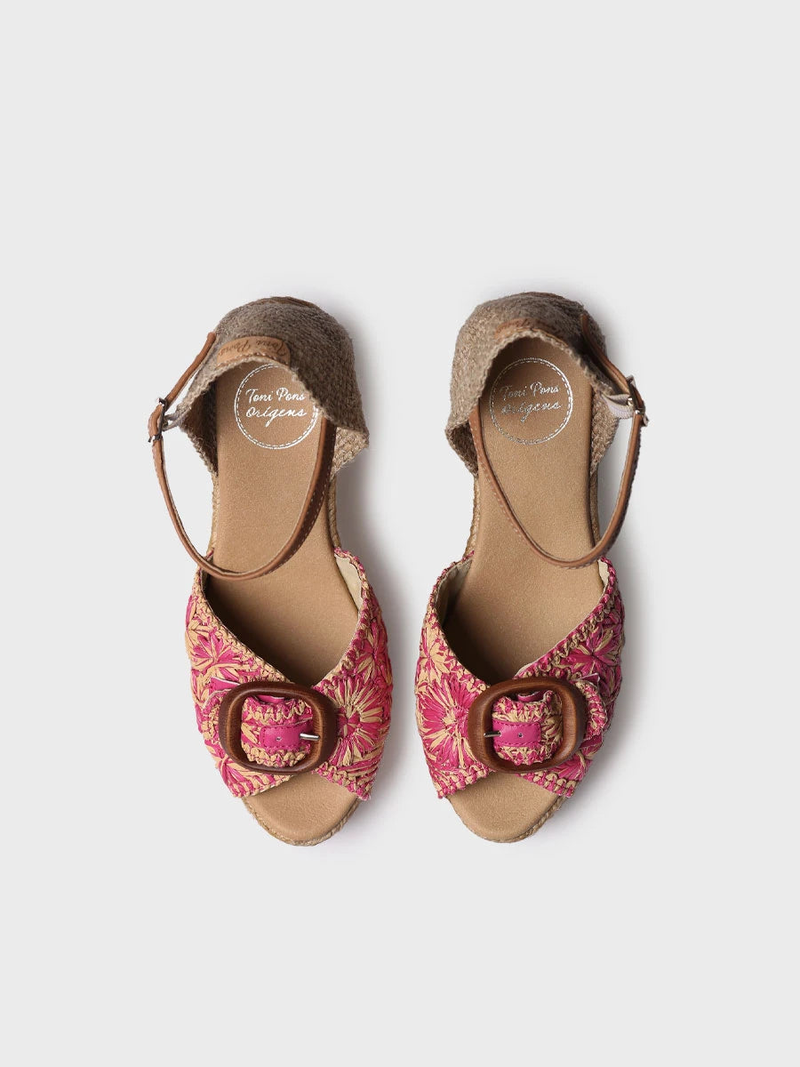 Toni Pons Lia-RF espadrille compensée raphia bicolore talon 7,5 cm